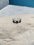 2.5ct Wedding Band Oval Cut Red Garnet Stylish Three Stone 14k White Gold Finish