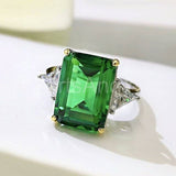 2.25ct Green Emerald Cut Simulated Trilogy Engagement Ring 14k White Gold Plated