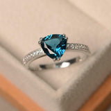 2.2ct Trillion Cut London Blue Topaz Diamond Accents Ring 14k White Gold Finish