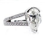 5Ct Pear Cut Diamond Split Shank Solitaire Engagement Ring 14K White Gold Finish