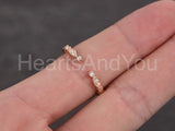 0.2ct Round Cut Moissanite Milgrain Half Eternity Band 14k Rose Gold Plated