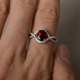 2ct Oval Cut Red Garnet Infinity Promise Engagement Ring 14k White Gold Finish