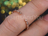 0.2ct Round Cut Moissanite Stackable Open Cuff Wedding Band 14k Rose Gold Plated