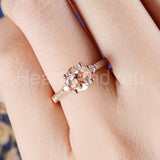2ct Round Cut Simulated Morganite Accented Engagement Ring 14k Rose Gold Plated