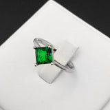0.5ct Princess Simulated Emerald Solitaire Engagement Ring 14k White Gold Plated