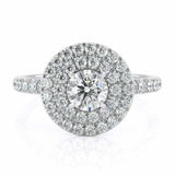 2.6ct Round Cut VVS1D Diamond Engagement Ring Double Halo 14k White Gold Finish
