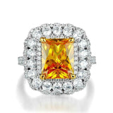 6Ct Radiant Cut Yellow Citrine Iced Cocktail Engagement Ring 14K White Gold Over