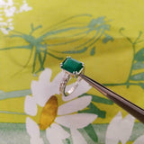 2.1ct Green Emerald Cut Cross Shank Solitaire Women Ring 14k White Gold Finish