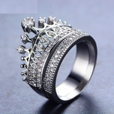 2.6ct Round Cut Diamond Engagement Ring 14k White Gold Finish Crown Bridal Set