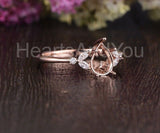 0.5ct Pear Stone Ring Setting Marquise Simulated Semi Mount 14k Rose Gold Plated