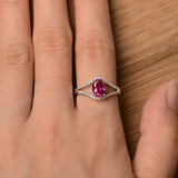 2.2ct Engagement Ring Oval Cut Pink Ruby Split Shank 14k White Gold Finish