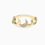 0.1ct Round Cut Moissanite Moon Crescent Engagement Ring 14k Rose Gold Plated