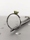 0.5ct Round Cut Simulated Green Peridot Solitaire Ring 14k Black Gold Plated
