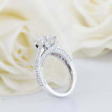 2.5ct Round Cut Diamond Milgrain Solitaire with Accents Ring 14k White Gold Over