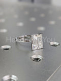 0.35ct Emerald Simulated Diamond Solitaire Engagement Ring 14k White Gold Plated