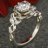 1.5ct Round Cut Diamond Flower Solitaire Engagement Ring 14k White Gold Finish