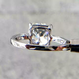 1.2ct Engagement Ring Asscher Cut Diamond Solitaire Design 14k White Gold Finish