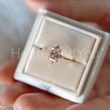 1ct Emerald Cut Simulated Peach Morganite Solitaire Ring 14k White Gold Plated