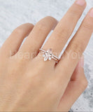 2.1ct Pear Cut Simulated Morganite Crown Curved Bridal Set 14k Rose Gold Plated