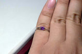 0.4ct Engagement Ring Oval Cut Purple Amethyst Split Shank 14k White Gold Finish