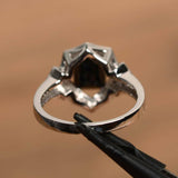 Floral Design Engagement Ring 2.5ct Emerald Cut Black Diamond 14k WhiteGold Over