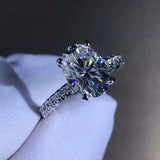 2.2ct Engagement Ring Oval Cut Diamond Solitaire with Accent 14k White Gold Over