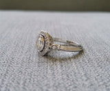 2Ct Round Cut Diamond Antique Halo Art Deco Engagement Ring 14K White Gold Over