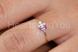 0.4ct Baguette Cut Simulated Amethyst Cluster Minimal Ring 14k Rose Gold Plated