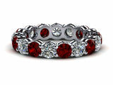 2ct Round Cut Red Garnet Eternity Wedding Band Ring 14k White Gold Finish
