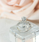 2.2ct Elongated Oval Cut Simulated Diamond Accented Ring 14k White Gold Plated