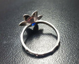 1ct Engagement Ring Round Cut Blue Sapphire Flower Solitaire 14k White Gold Over