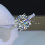 2.2ct Round Cut Moissanite Hidden Halo Engagement Ring 14k White Gold Plated
