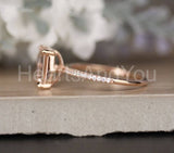 2ct Emerald Cut Simulated Morganite Accented Engagement Ring 14k RoseGold Plated