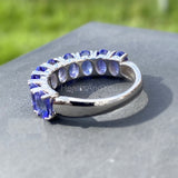 2.2ct Oval Cut Simulated Sapphire Half Eternity Wed Band 14k White Gold Plated