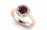 1.5ct Round Red Garnet Floral Swirl Solitaire Engagement Ring 14k Rose Gold Over