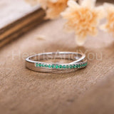 0.3ct Round Cut Simulated Green Emerald Infinity Wed Band 14k White Gold Plated