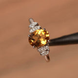 2.3ct Engagement Ring Oval Yellow Citrine Stylish Art Deco 14k White Gold Finish