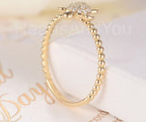 0.5ct Round Cut Moissanite Beaded Sea Turtle Engage Ring 14k Yellow Gold Plated