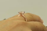 3Ct Emerald Cut Peach Morganite Engagement Solitaire Ring 14K Rose Gold Finish