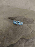 2.5ct Wedding Ring Band Oval Cut Blue Aquamarine Five Stone 14k WhiteGold Finish