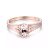 2ct Engagement Ring Oval Cut Peach Morganite Solitaire Petite 14k Rose Gold Over