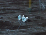 1.2ct Round Cut Blue Aquamarine Diamond Halo Stud Earrings 14k White Gold Finish