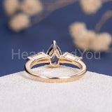 1ct Pear Cut Simulated Morganite Three Stone Engagement Ring 14k Gold Plated