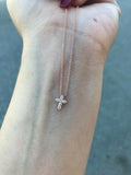 1ct Round Cut Diamond Petite Cross Jesus Pendant 14k Rose Gold Finish NO CHAIN