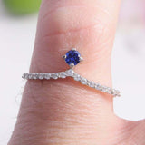 1.2ct Round Cut Blue Sapphire Engagement Ring Curved Shape 14k White Gold Finish