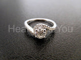 2.4ct Round Cut Moissanite Swirl Twist Engagement Ring 14k White Gold Plated
