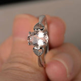 1.5ct Oval Peach Morganite Promise Solitaire Engagement Ring 14k White Gold Over