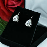 1ct Pear Cut Diamond Tear Drop Stud Hook Earrings Women 14k White Gold Finish