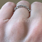 0.2ct Round Cut Moissanite Eternity Milgrain Wedding Band 14k White Gold Plated