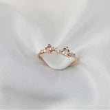 0.7ct Trillion Cut Morganite Engagement Ring Petite Cluster 14k Rose Gold Finish
